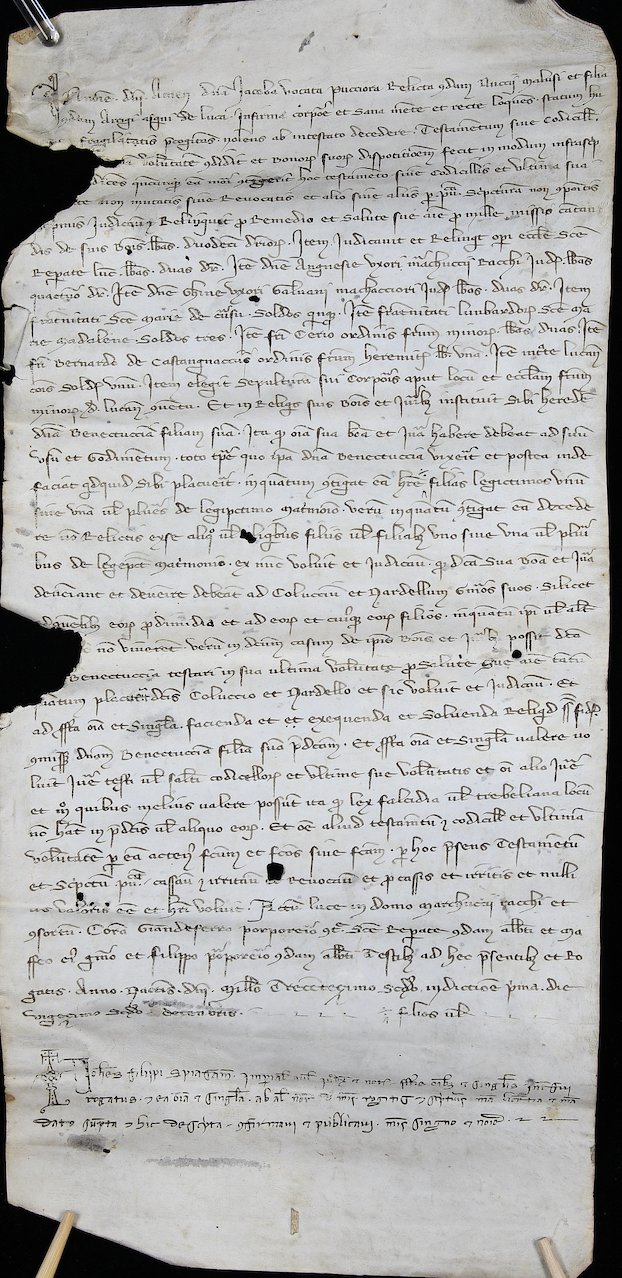 Mens sana in corpore infirmo: il testamento di Giacoma (22 dicembre 1302, Lucca)