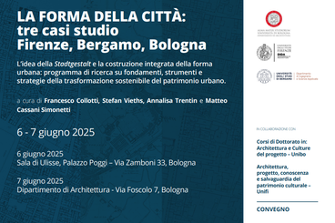 Locandina_La forma della città: tre casi studio. Firenze, Bergamo, Bologna