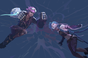 Vi e Jinx mentre si scontrano in volo