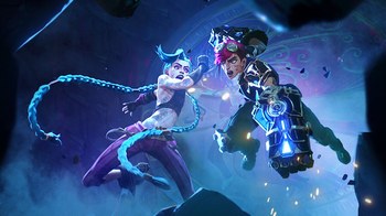 Jynx e Vi mentre lottano in aria