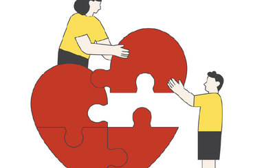 Illustrazione: due persone costruiscono un cuore