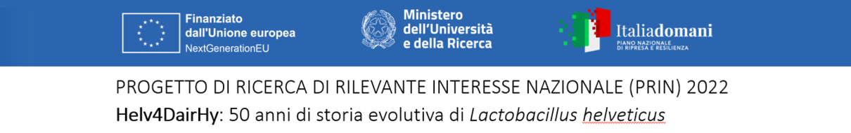 PROGETTO DI RICERCA DI RILEVANTE INTERESSE NAZIONALEHelv4DairHy: 50 anni di storia evolutiva di Lactobacillus helveticus isolati da ambienti lattiero-caseari tradizionali