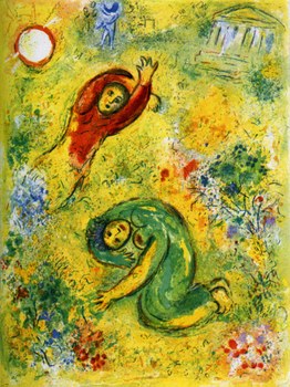 Marc Chagall. The Trampled Flowers, illustration for the publication Daphnis and Chloe, 1961, lithograph (detail). Private collection. © ADAGP, Paris, 2019