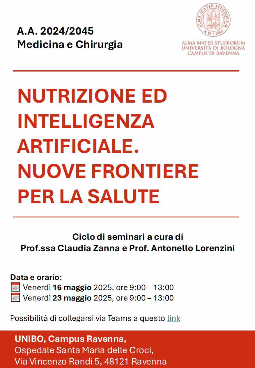 Nutrizione ed Intelligenza Artificiale. Nuove Frontiere per la Salute” a cura della Prof.ssa Zanna e del Prof. Lorenzini