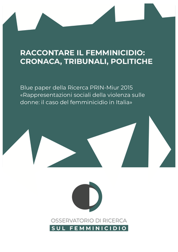 copertina del blue paper "Raccontare il femminicidio", in verde, con disegno astratto