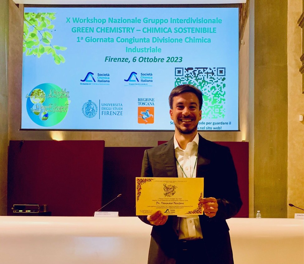 2023.10.6 Tommaso Fantoni Cinzia Chappe Price by the Green Chemistry group of the Italian Chemical Society