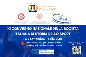 Locandina dell'XI Convegno Nazionale della Società Italiana di Storia dello Sport: "L'Europa nella Storia dello Sport Italiano".