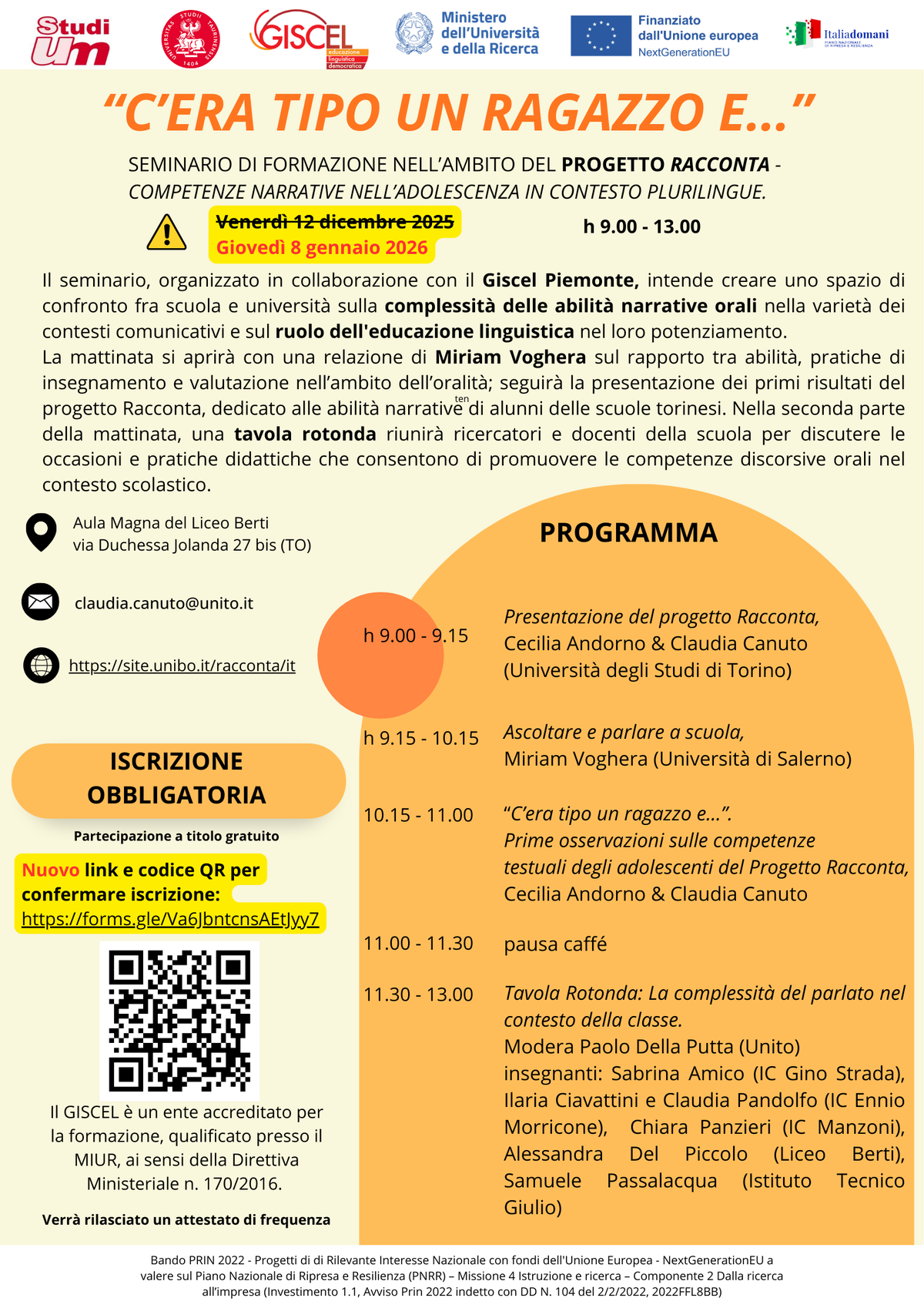 Locandina seminario “C’era tipo un ragazzo e…”