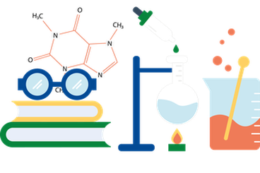 disegno con immagini di attrezzatura da laboratorio