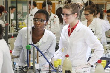 studenti di pharmacy in laboratorio