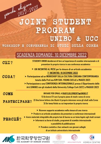 JOINT STUDENT PROGRAM UNIBO-UCC (SECOND EDITION, academic year 2022-2023)