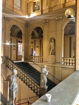 Grand staircase of Palazzo Hercolani, the headquarter of the Department of Political and Social Science