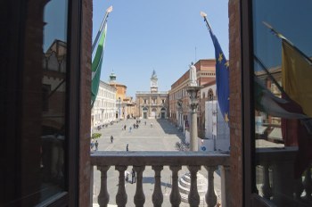 Main square in Ravenna from th city hall building