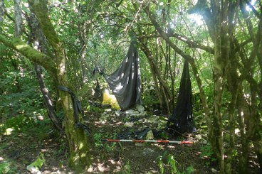 Makeshift shelter in the forest