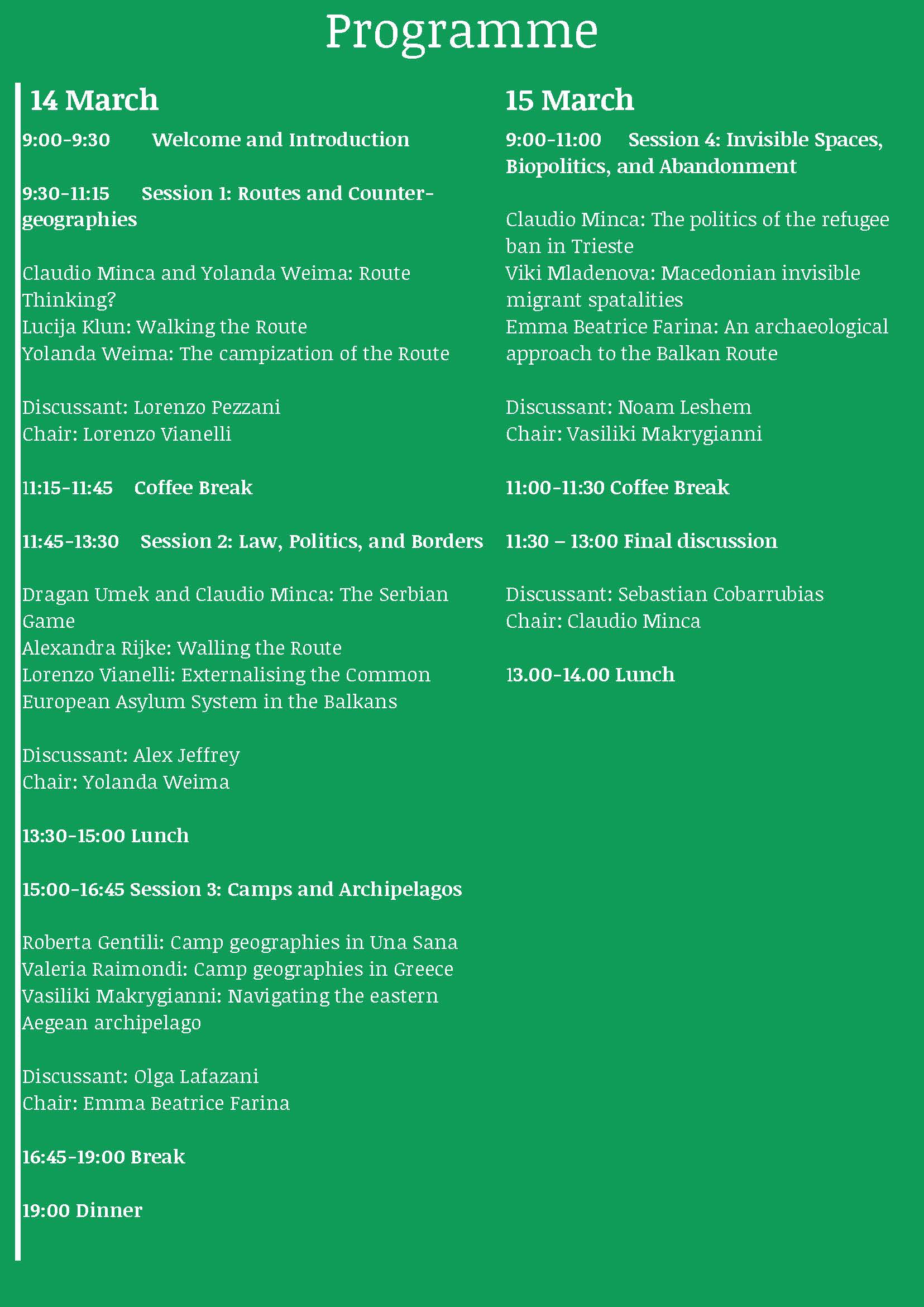 The Workshop Programme